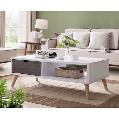 Bjua Modern White 47-inch 1-Shelf Coffee Table by Furniture of America