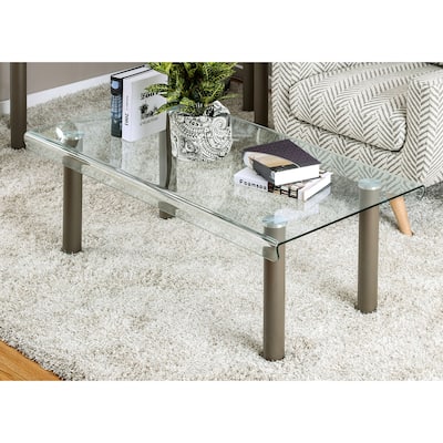 Vill Contemporary Gold 47-inch Glass Coffee Table by Furniture of America