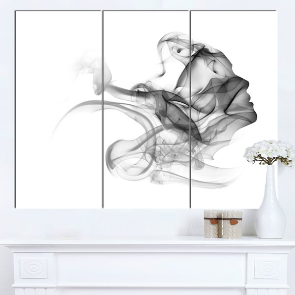 Designart 'Woman and Smoke Double Exposure' Modern Portrait Canvas Wall Art. Opens flyout.
