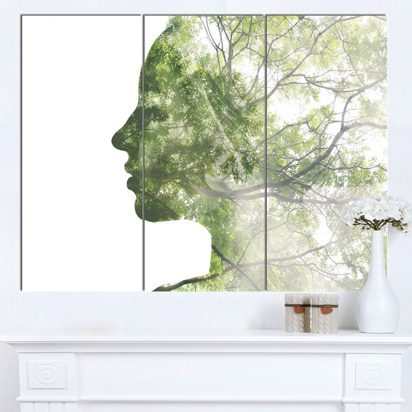 Designart 'Lady Combined With Green Tree' Portrait Canvas Wall Art Print. Opens flyout.