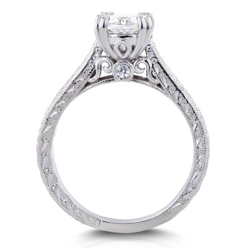 Annello by Kobelli 14k Gold 1ct Round Moissanite and Diamond Accent Cathedral Bridal Set (GH, I1-I2)