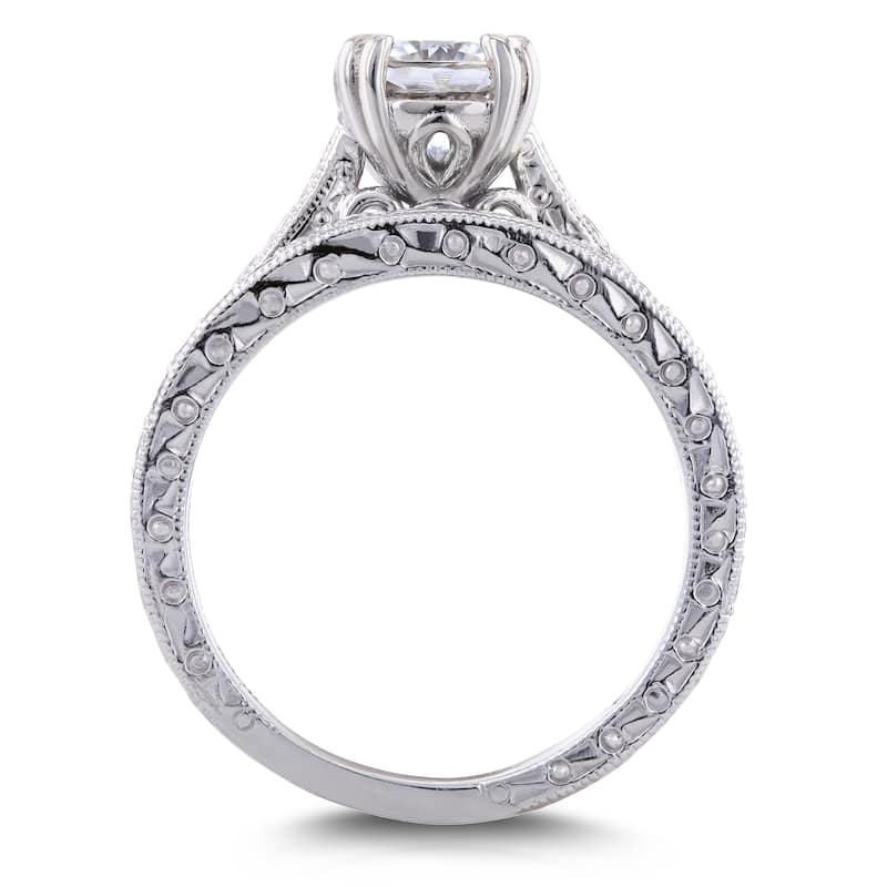 Annello by Kobelli 14k Gold 1ct Round Moissanite and Diamond Accent Cathedral Bridal Set (GH, I1-I2)