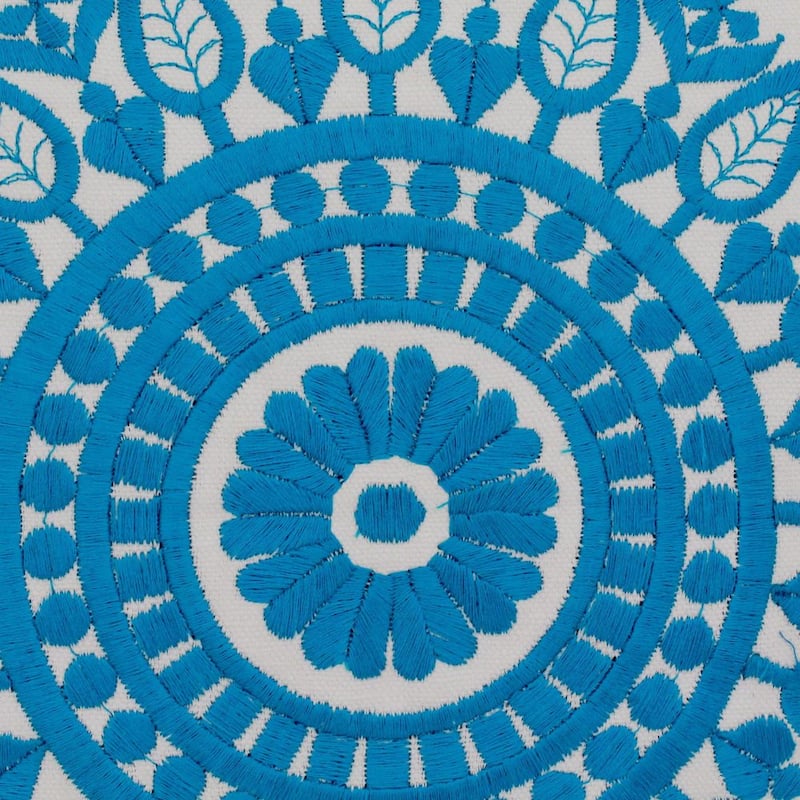 Handmade Cotton Pair of 2 Cushion Covers Cool Turquoise Mandalas (India)
