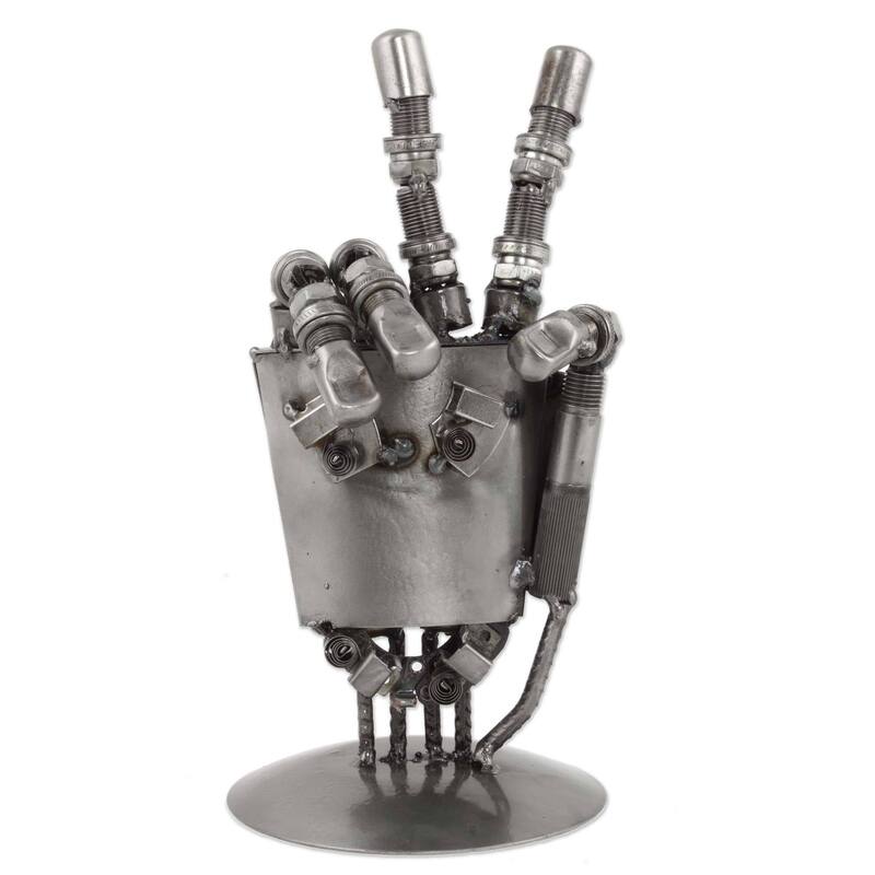 Handmade Rustic Robot Hand Auto Part Sculpture (Mexico) - Rustic Robot Hand