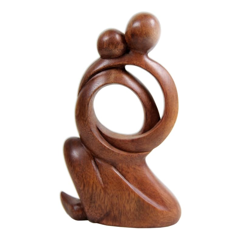 NOVICA Handmade Wood Statuette Together Forever (Indonesia) - 9.75" H x 6" W x 2" D
