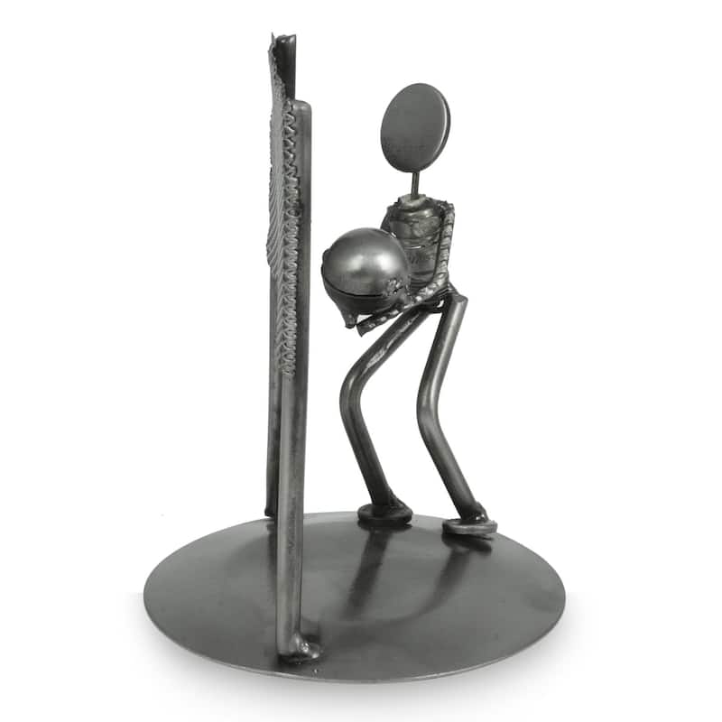 Handmade Auto Part Sculpture, 'Rustic Beach Volleyball' (Mexico)