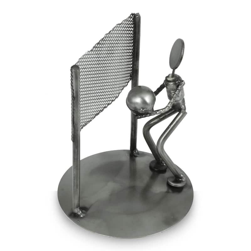 Handmade Auto Part Sculpture, 'Rustic Beach Volleyball' (Mexico)