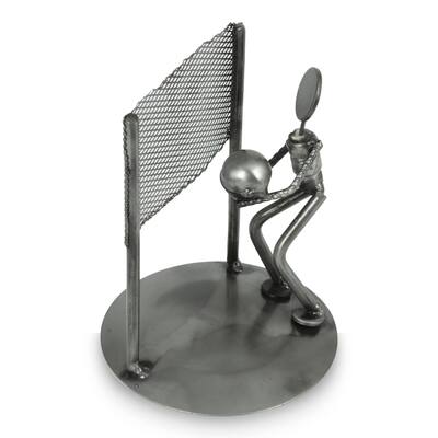 Handmade Auto Part Sculpture, 'Rustic Beach Volleyball' (Mexico)