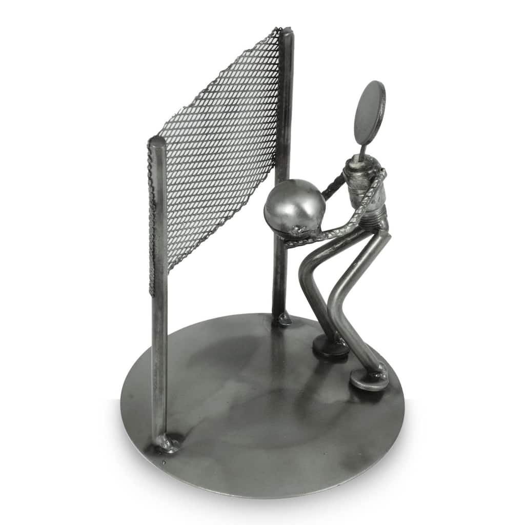 Handmade Auto Part Sculpture, 'Rustic Beach Volleyball' (Mexico)