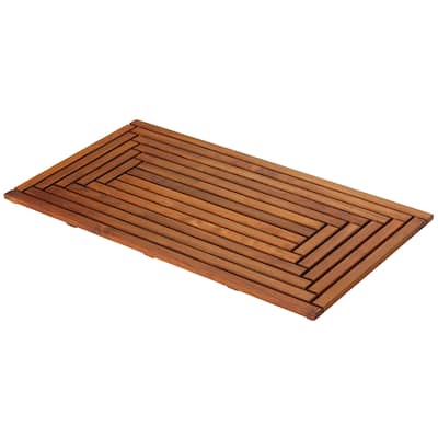 Bare Decor Oiled Finish Solid Teak Wood Giza Shower, Spa, Door Mat