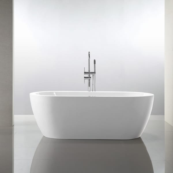 Shop Vanity Art Freestanding White Acrylic 68-Inch Oval Soaking Bathtub ...