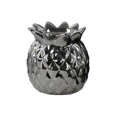 Urban Trends Collection Silvertone Ceramic Pineapple Candleholder