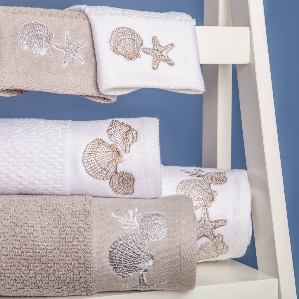 Embroidered Shell Pattern Collection - 3 Piece Towel Set