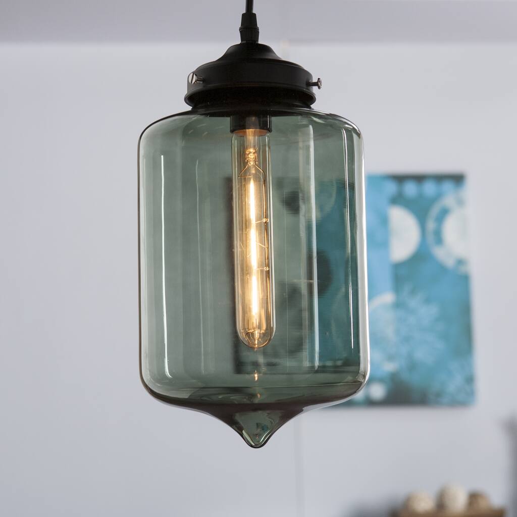 SEI Furniture Sandemose Colored Glass Pendant Lamp - Smoky Green