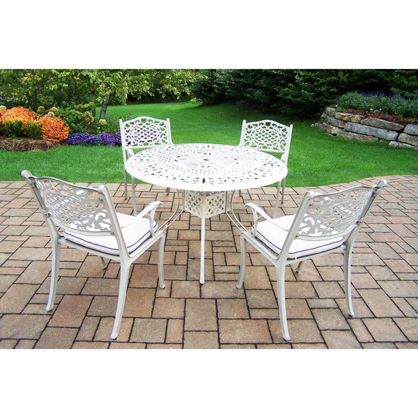 Shop Outdoor Patio Off-White 5-Piece Dining Set with Cushioned Chairs