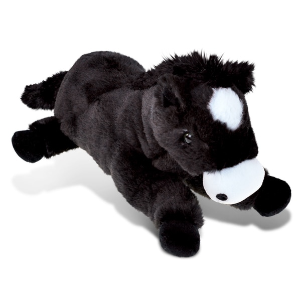 black and white stuffed dog