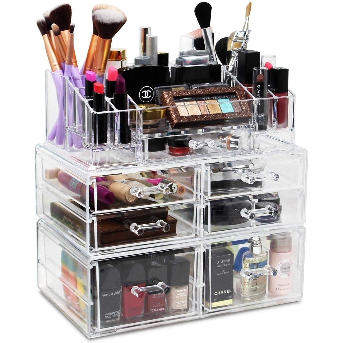 Deluxe Stackable 3-piece Acrylic Makeup Storage Set - Clear Clear | eBay