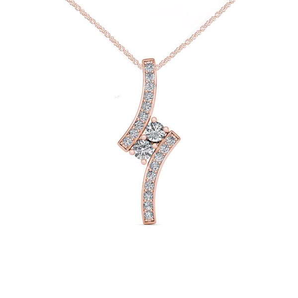 White Gold High Polish Milgrain Solitaire Diamond I Initial Pendant Necklace