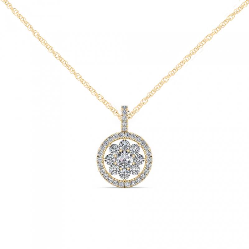De Couer 10K Yellow Gold 2/5ct TDW Diamond Cluster Halo Necklace