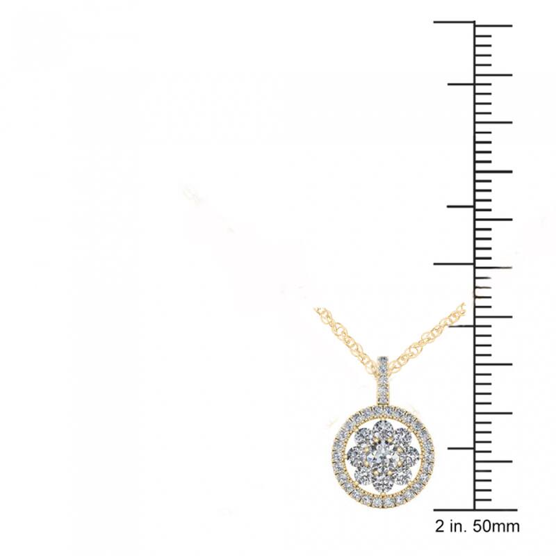De Couer 10K Yellow Gold 2/5ct TDW Diamond Cluster Halo Necklace