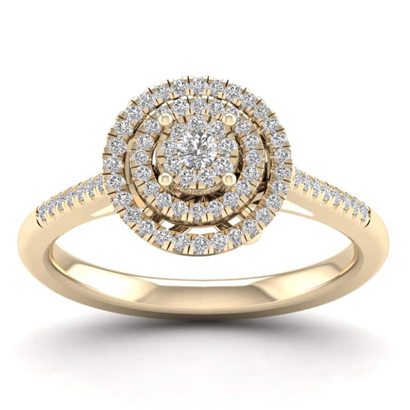 De Couer 10k Yellow Gold 1/4ct TDW Diamond Cluster Ring