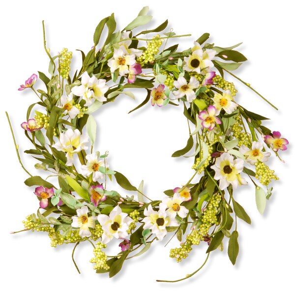 National Tree Company Artificial White/ Green Floral Wreath