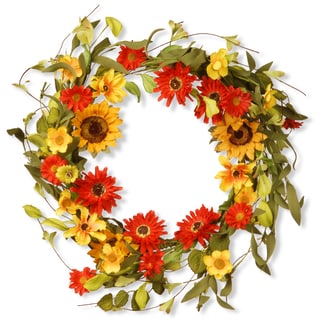 national tree company orangeyellow sunflowersmixed flowers 20 inch floral wreath decor - Silk Arrangements For Home Decor national tree company orangeyellow sunflowersmixed flowers 20 inch floral wreath decor - Silk Arrangements For Home Decor
