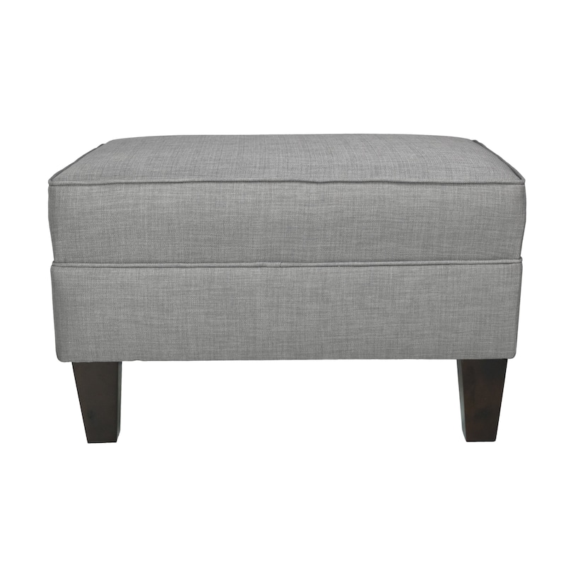 MJL Furniture Parker Fabric Upholstered Square Welted Ottoman - Grey