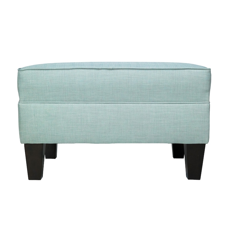 MJL Furniture Parker Fabric Upholstered Square Welted Ottoman - Blue