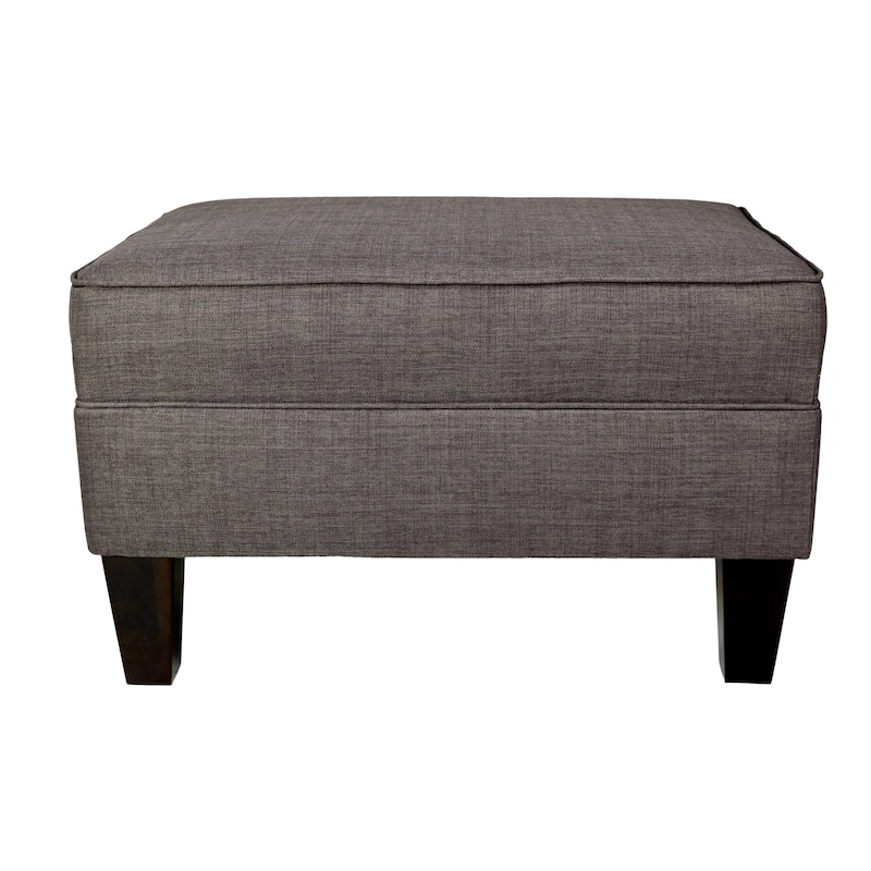 MJL Furniture Parker Fabric Upholstered Square Welted Ottoman - Dark Grey