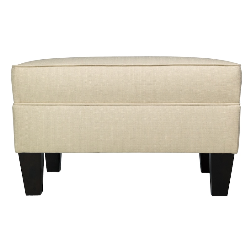 MJL Furniture Parker Fabric Upholstered Square Welted Ottoman - Beige