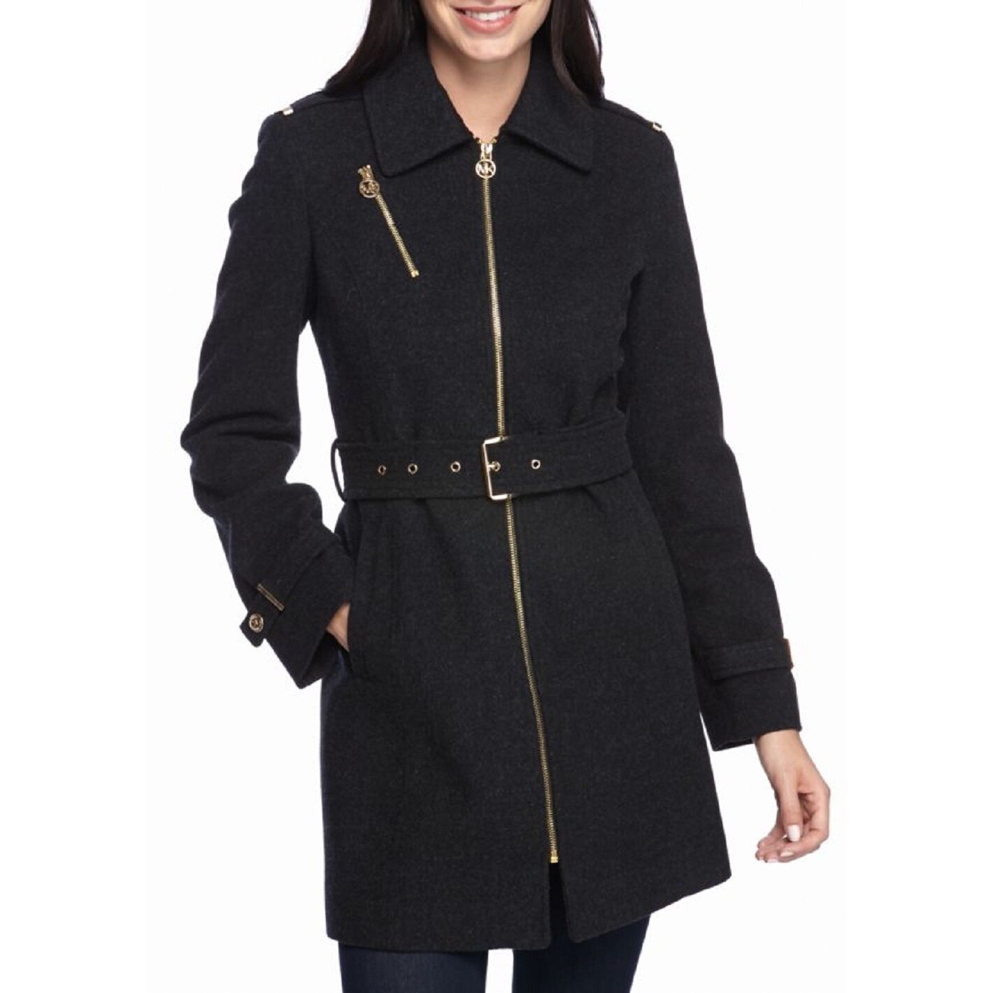 michael kors wool blend belted coat