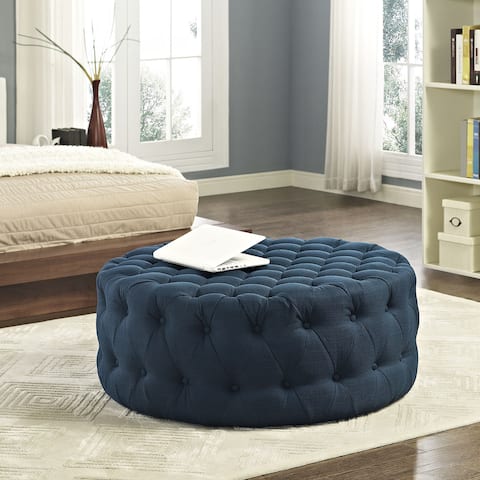 Copper Grove Harrison Blue Amour Fabric Ottoman