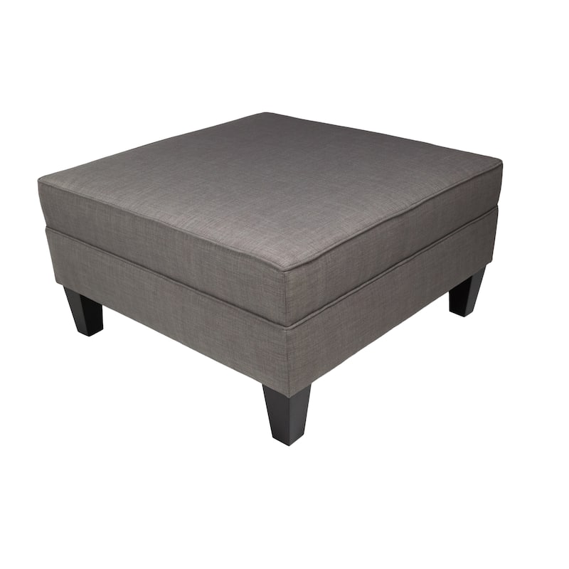 MJL Furniture Parker Squared Fabric Upholstered Welted Oversized Ottoman - Dark Grey