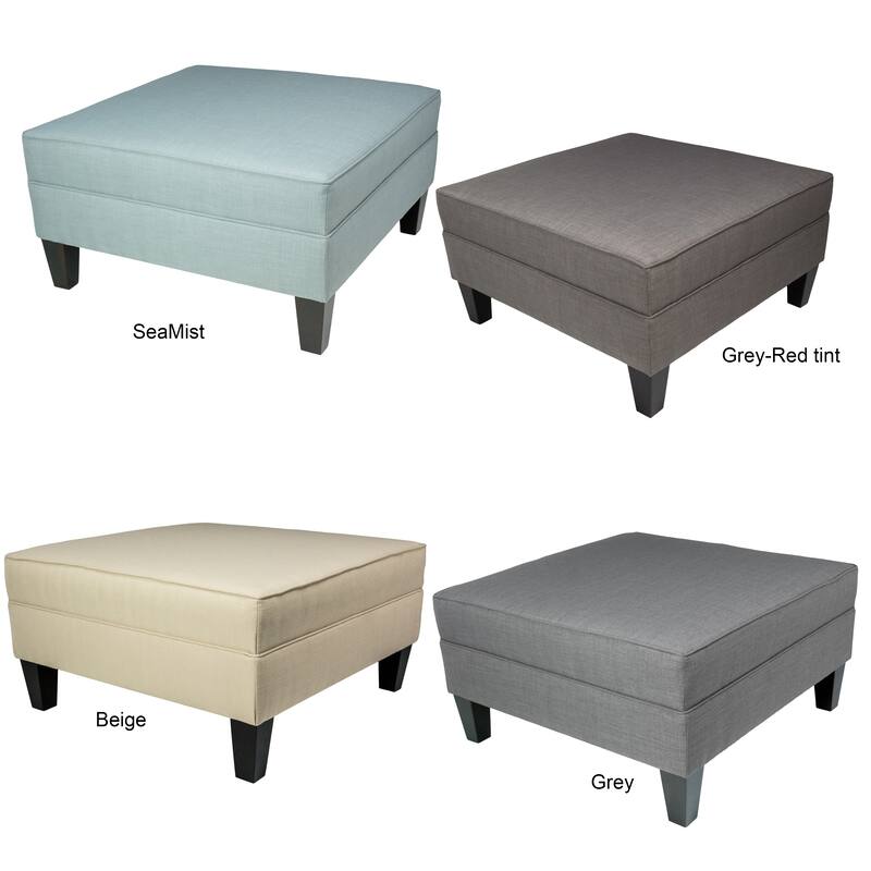 MJL Furniture Parker Squared Fabric Upholstered Welted Oversized Ottoman