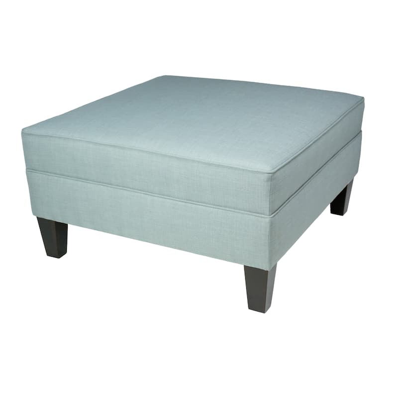 MJL Furniture Parker Squared Fabric Upholstered Welted Oversized Ottoman - Blue