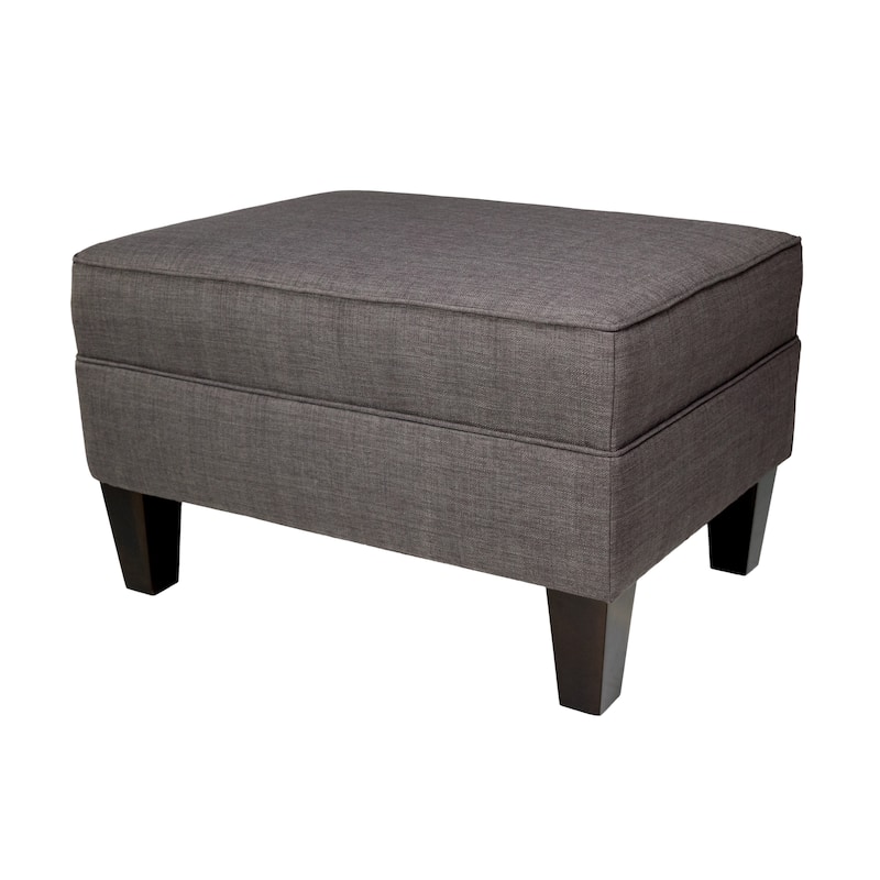 MJL Furniture Madison Squared Fabric Upholstered Welted Ottoman - Dark Grey