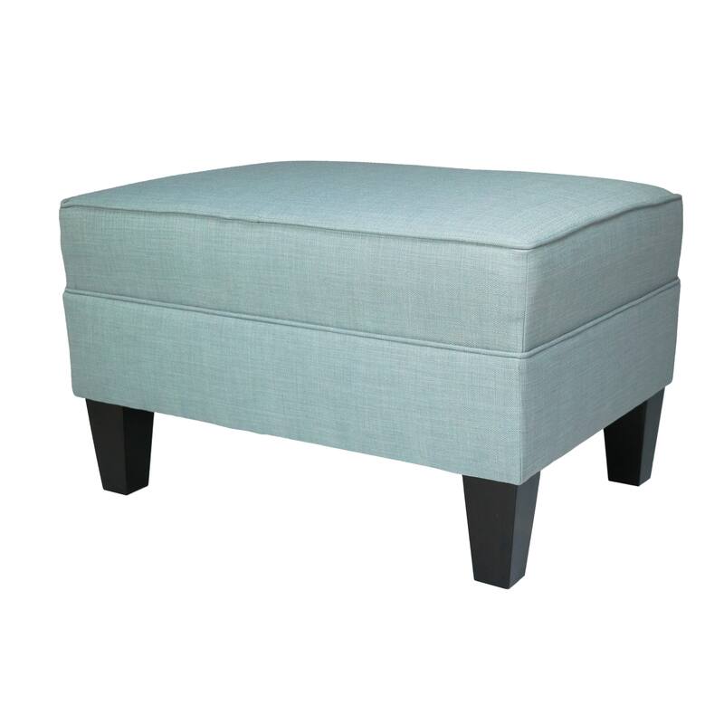 MJL Furniture Madison Squared Fabric Upholstered Welted Ottoman - Blue