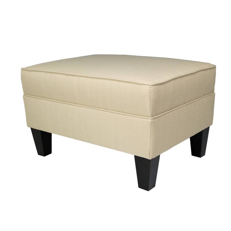 MJL Furniture Madison Squared Fabric Upholstered Welted Ottoman - Beige