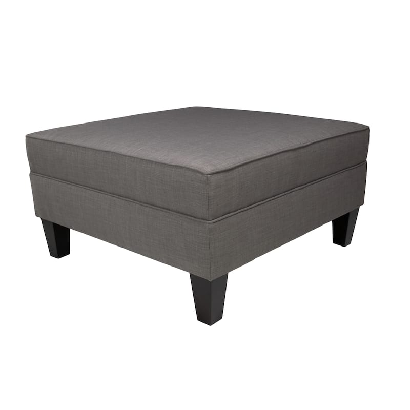 MJL Furniture Madison Squared Upholstered Welted Oversized Ottoman - Dark Grey