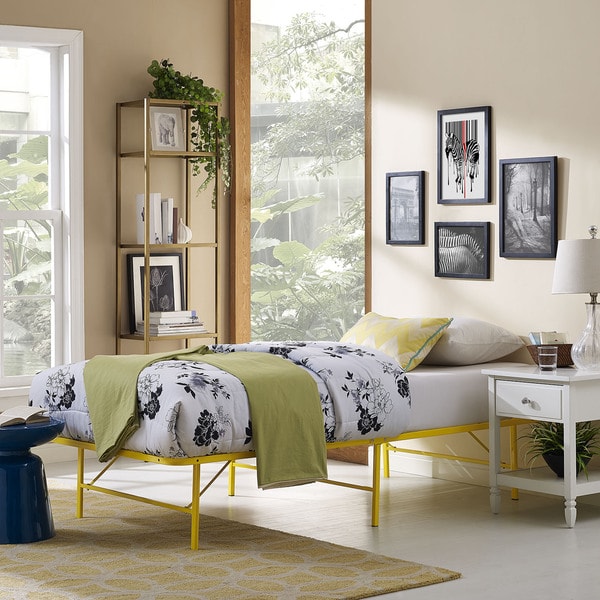 Yellow deals metal bed