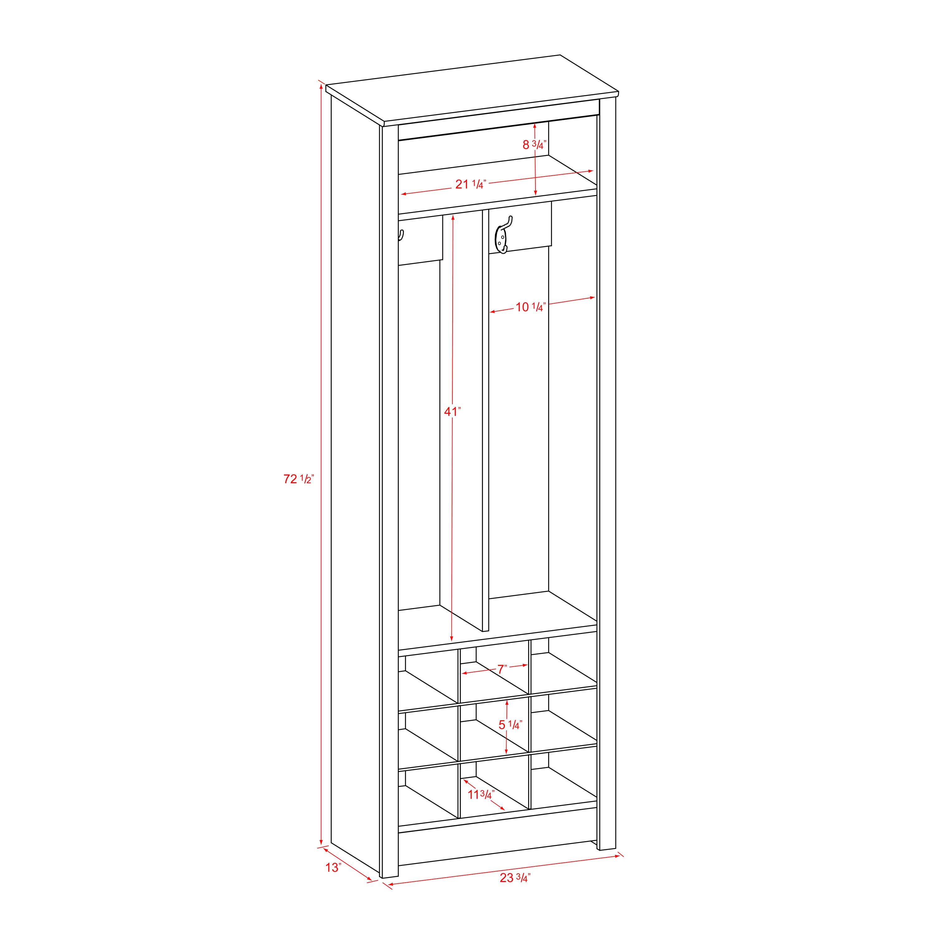 Honey-Can-Do Entryway Organizer with Hooks and Shoe Storage, Black