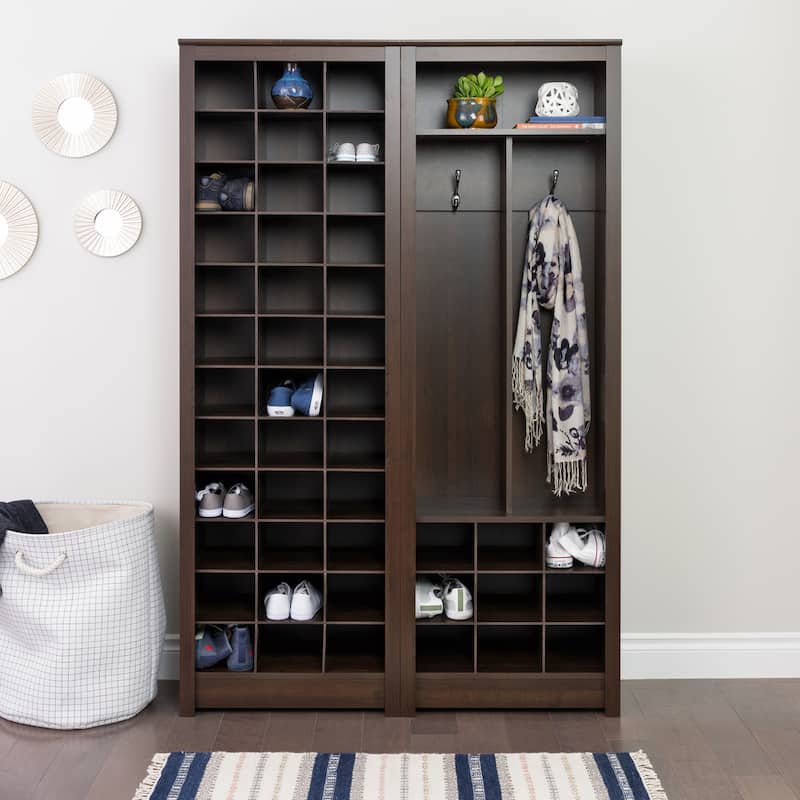 Prepac Everett Espresso Laminate Space-saving Shoe Storage Cabinet