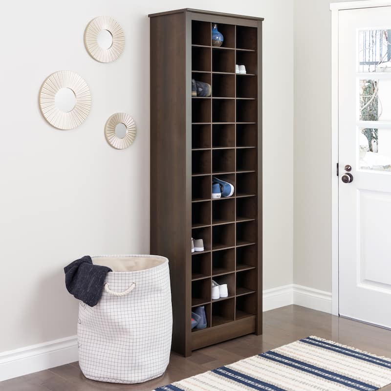 Prepac Everett Espresso Laminate Space-saving Shoe Storage Cabinet