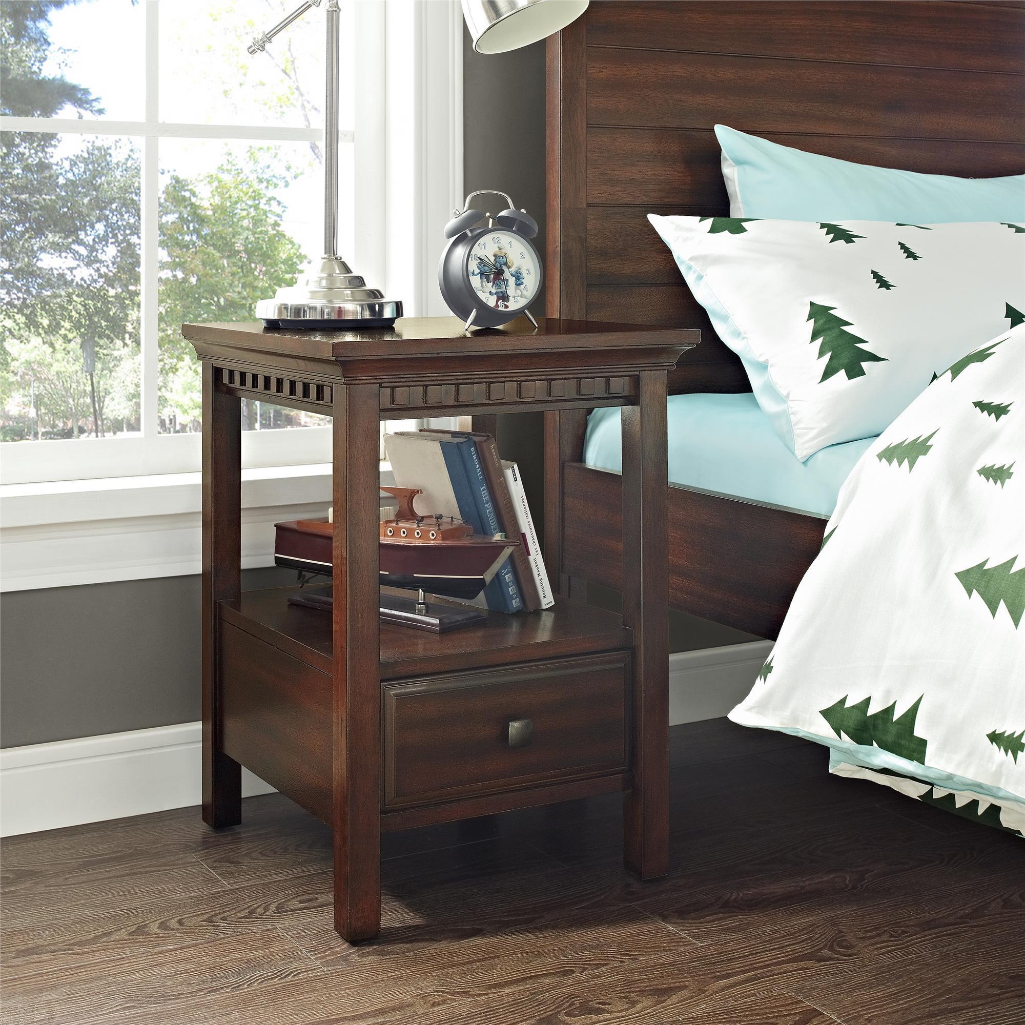 Shop Dorel Living Auburn Dark Chestnut Nightstand Overstock 13558563