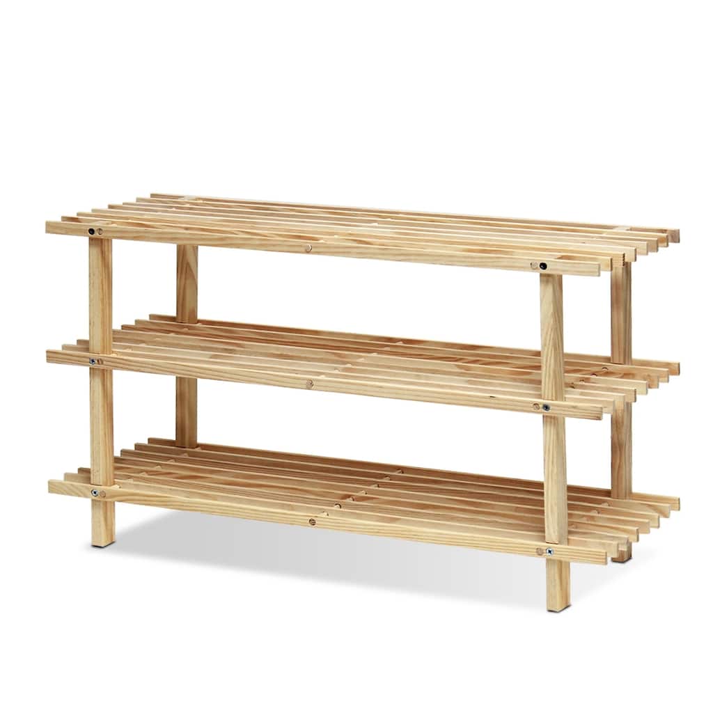 Porch & Den Loridans Pine Solid Wood 3-tier Shoe Rack