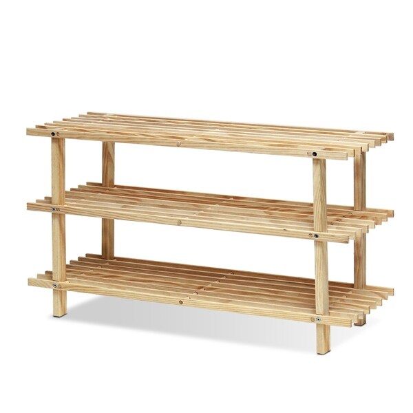 Porch & Den Loridans Pine Solid Wood 3-tier Shoe Rack