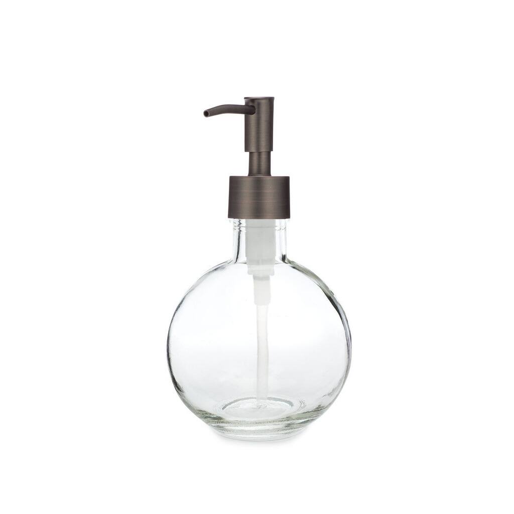 RAIL19 Moon Round Glass Soap Dispenser w/ Bronze Rustic Pump