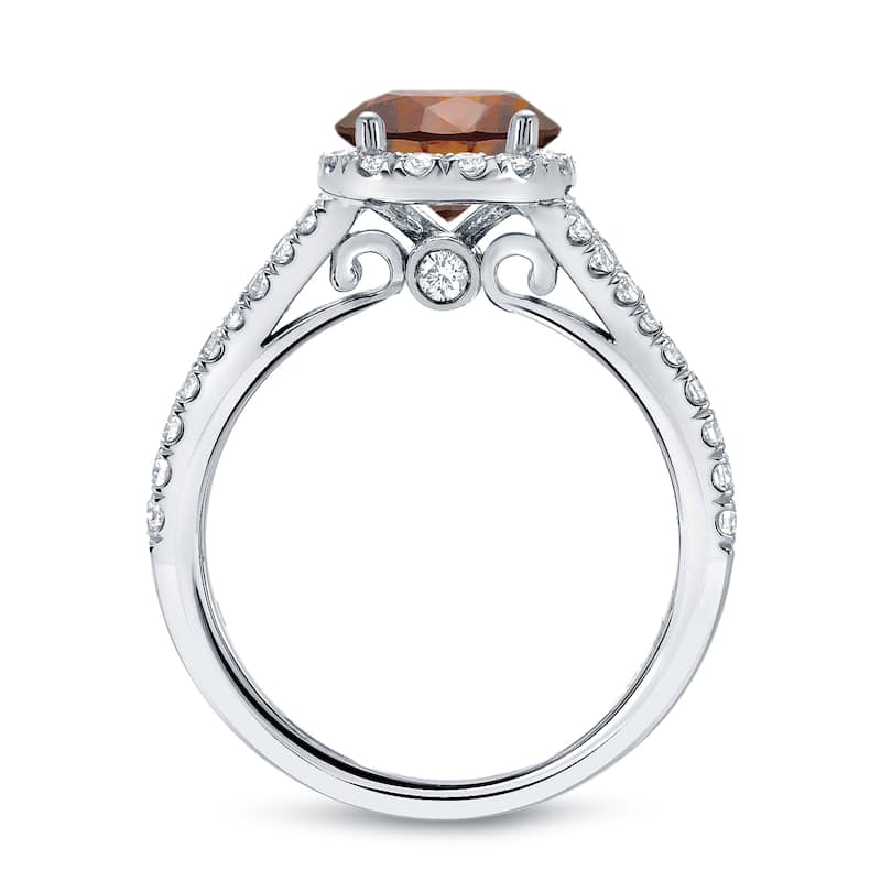 14k Gold Round 1 1/2ct TDW Brown Diamond Halo Engagement Ring by Auriya