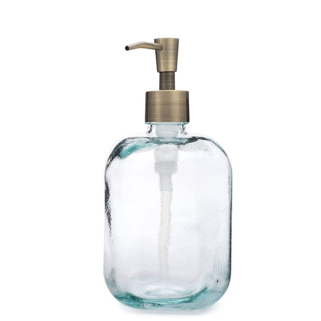 RAIL19 Cubo Recycled Glass Soap Dispenser w/ Brass Pump